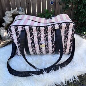 Luv Betsey Johnson Quilted Pink, Black & White Weekender Extra Large Duffle Bag
